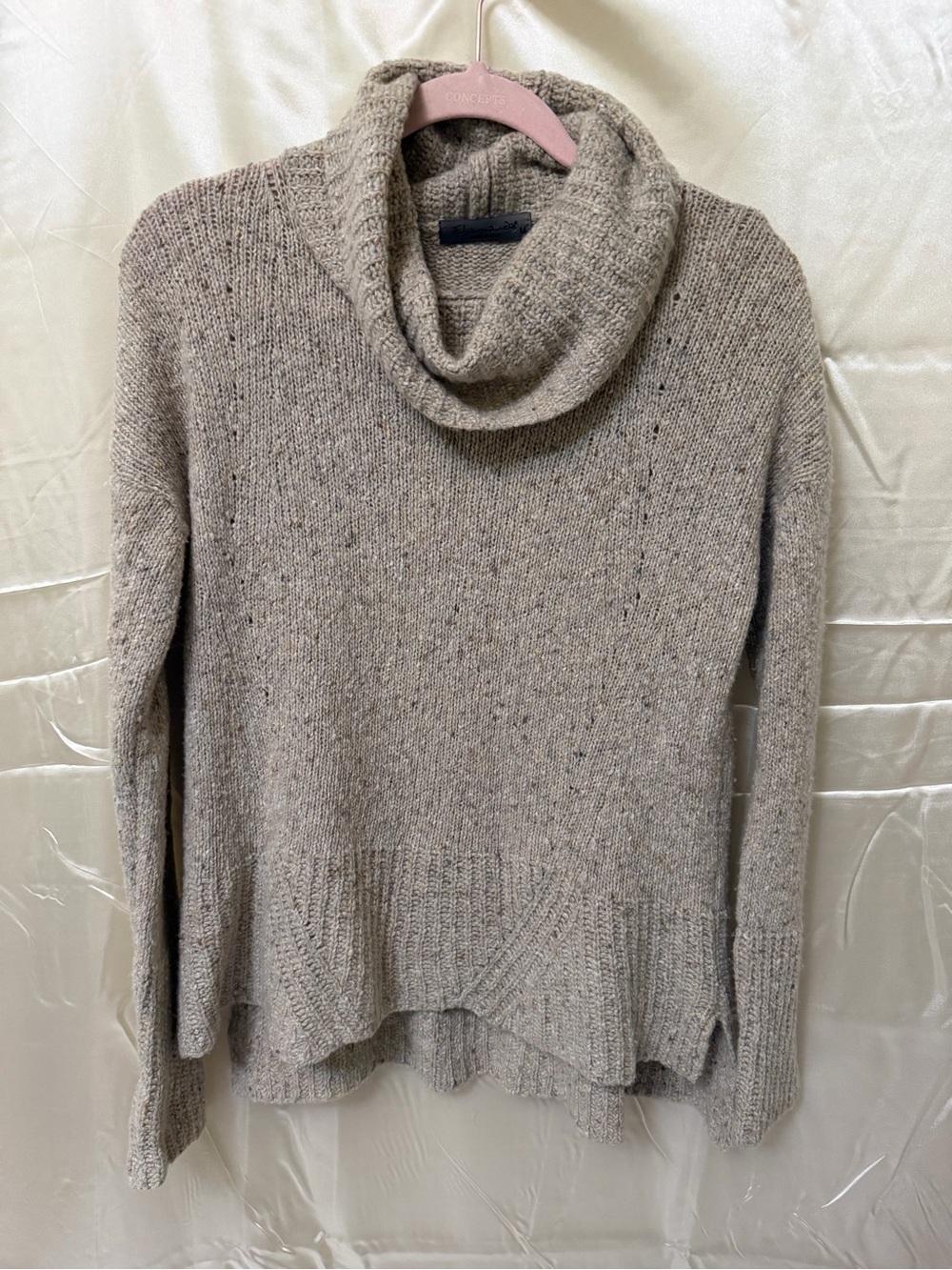 Cozy Taupe Cowl Neck Sweater